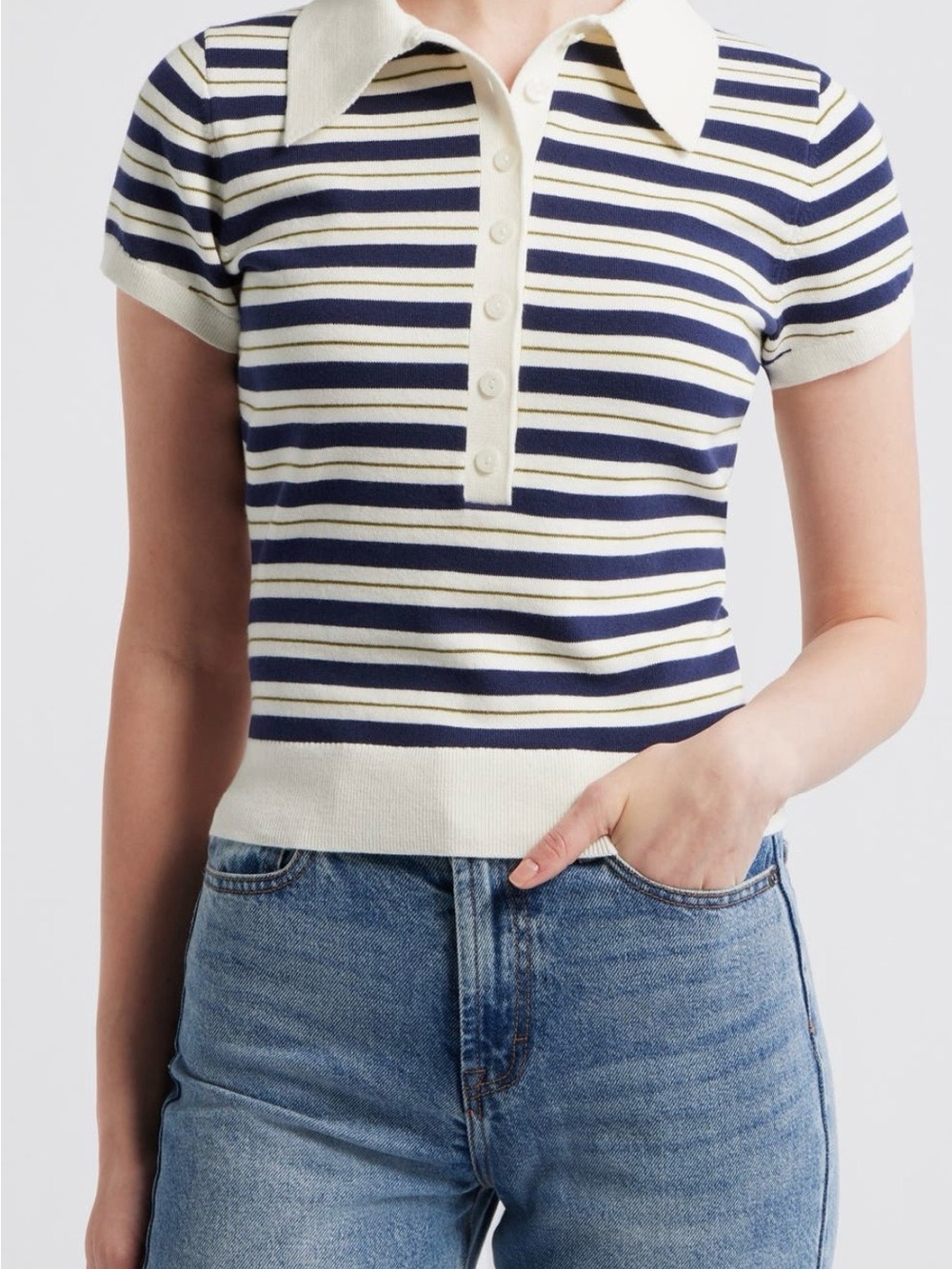 Reformation
Bentley Crop
Polo Sweater Navy Size XS